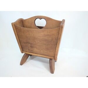 VTG Antique Wood Heart Magazine Rack Cottagecore Granny A.S. Payne Bennington VT